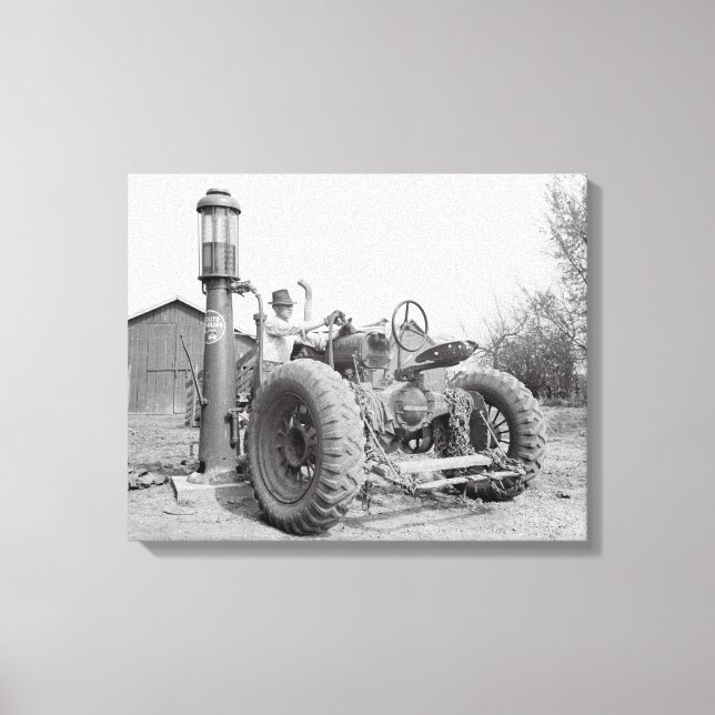 Filling the Tractor, 1940 Canvas Print (Front)