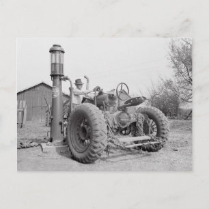 Filling the Tractor, 1940 Postcard