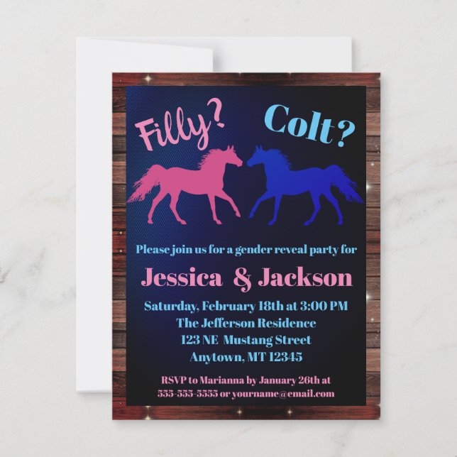 Filly Or Colt Western Style Gender Reveal Invitation (Front)
