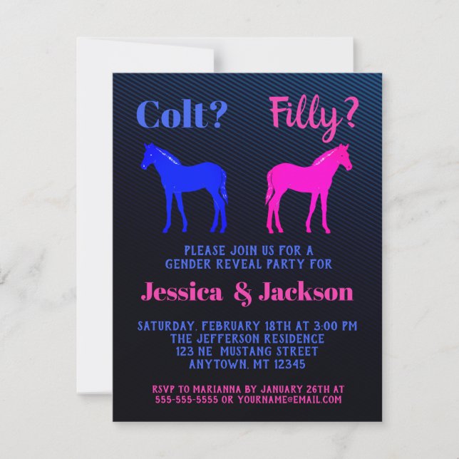 Filly Or Colt Western Style Gender Reveal Invitation (Front)