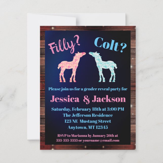 Filly Or Colt Western Style Gender Reveal Invitation (Front)