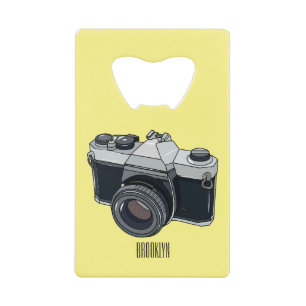 Film camera cartoon illustration credit card bottle opener