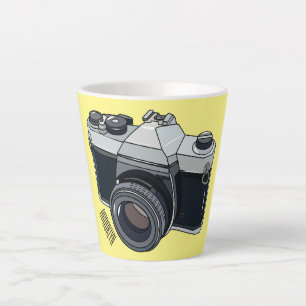 Film camera cartoon illustration latte mug