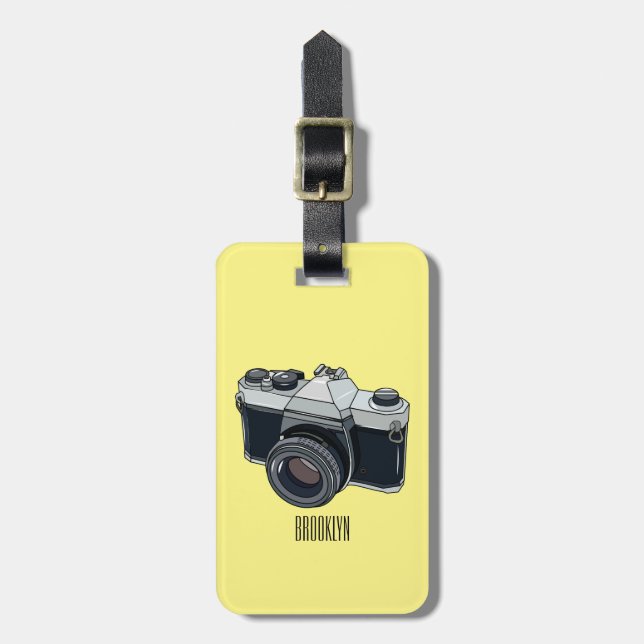 Film camera cartoon illustration luggage tag (Front Vertical)