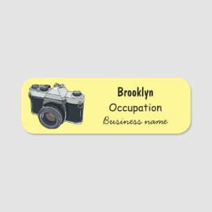Film camera cartoon illustration name tag