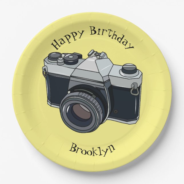 Film camera cartoon illustration paper plate (Front)