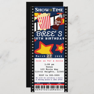 Film Cinéma Popcorn VIP Party Billets Invitation
