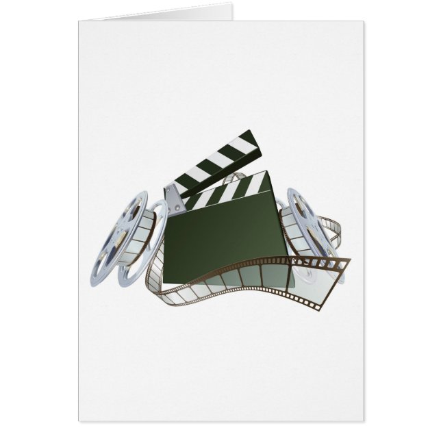 Film clapperboard and movie film reels (Front)