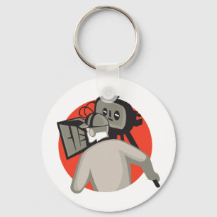 film crew cameraman movie camera keychain