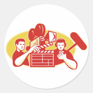 Film Director Movie Camera Clapper Soundman Classic Round Sticker