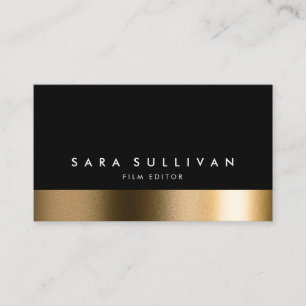 Film Editor Visual Arts Media Bold Black Gold Business Card