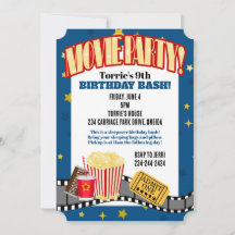 Film Night Stars Anniversaire Fête Invitation