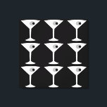 Film Noir Another Martini Stretched Canvas Print<br><div class="desc">This Film Noir Another Martini Stretched Canvas Print features a black background and the tiled image of a white silhouette of a martini glass. Inside each glass is a grey olive with a black pimento. This is a fun and sophisticated stretched canvas print for everyone who wishes they were a...</div>