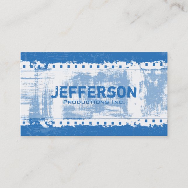 Film Noir Blue Grunge Style Company Business Card (Front)