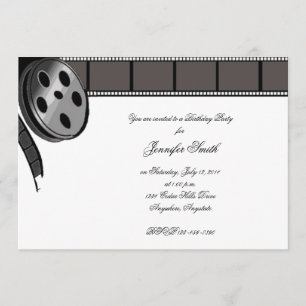 Film Reel in Black and White Party Invitation