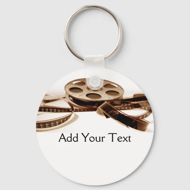 Film Reel in Sepia Tones Background Keychain (Front)