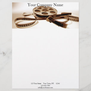 Film Reel in Sepia Tones Background Letterhead