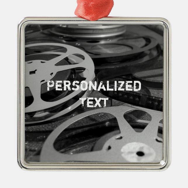 Film Reel / Movie Reel Custom Name Metal Ornament (Front)