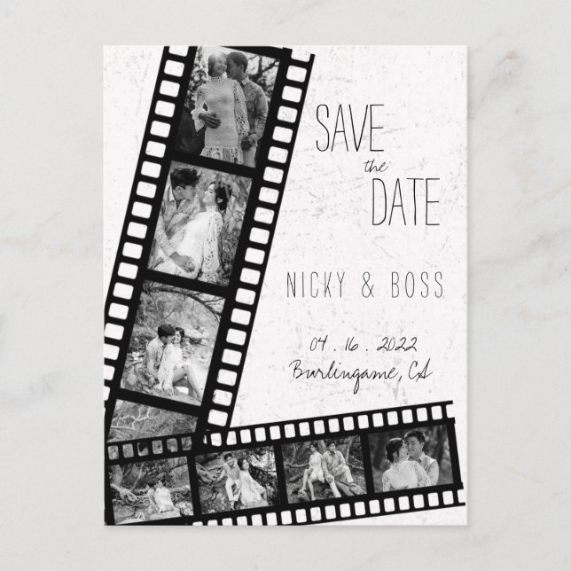 Film Rustic Modern Photo Enregistrer la date Carte (Devant)