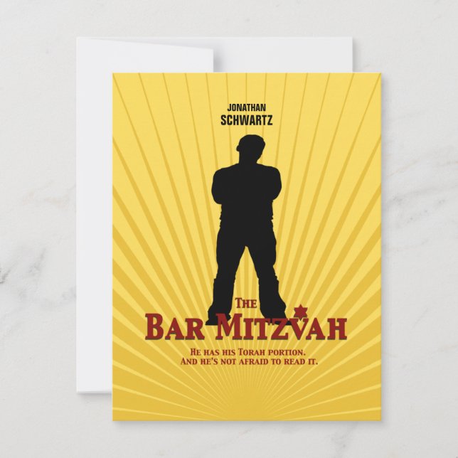 Film Star Bar Mitzvah Réponse RSVP Bleu Jaune (Devant)