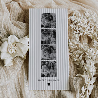 Film Strip Grey Stripy Photo Booth Family Holiday Card