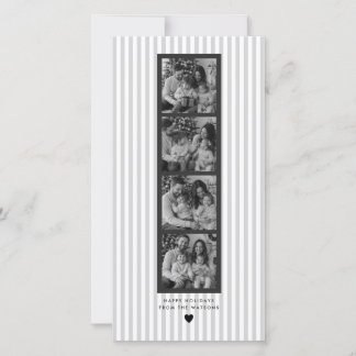 Film Strip Grey Stripy Photo Booth Family Holiday Card