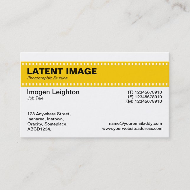 Film Strip Header - Amber and White Business Card (Front)