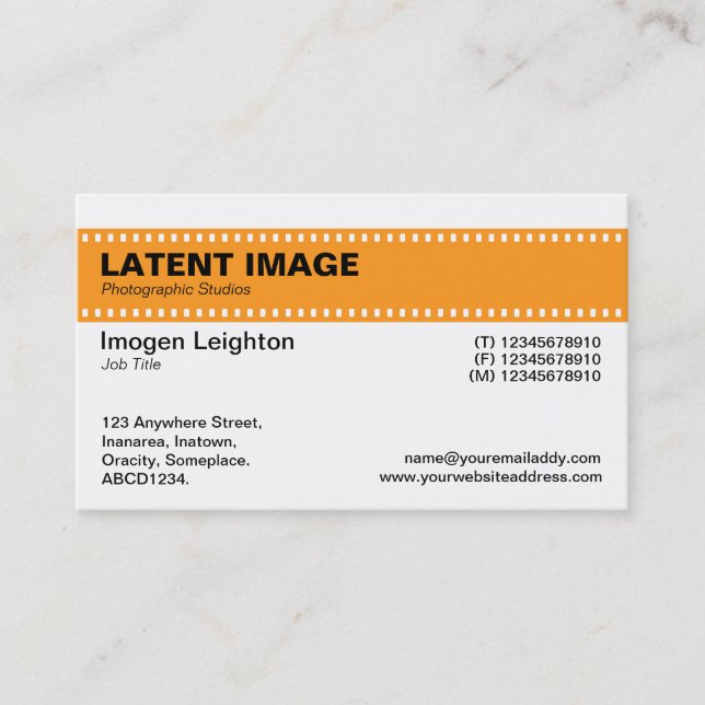 Film Strip Header - Lt Orange and White Business Card (Front)