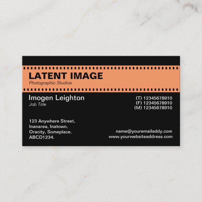 Film Strip Header - Peach and Black Business Card (Front)