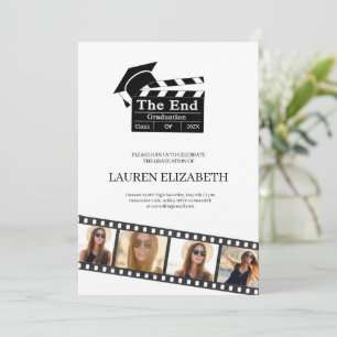 Film Strip, Hollywood Custom 16 Photo Graduation  Invitation