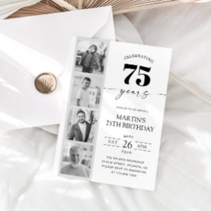FIlm Strip Photo Minimalist 75th Birthday Invitation