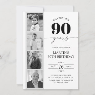 FIlm Strip Photo Minimalist 90th Birthday Invitation