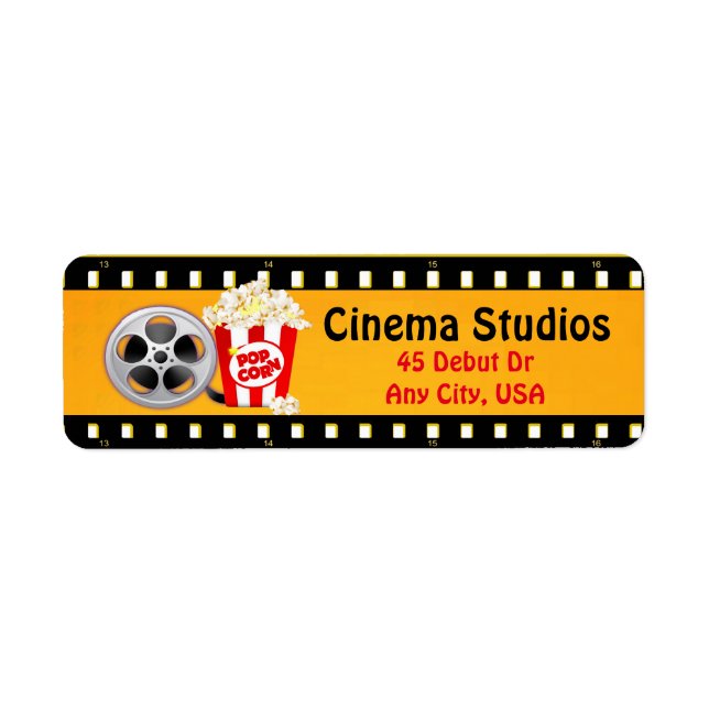 Film Strip, Popcorn et Reel Étiquettes de adresse (Devant)