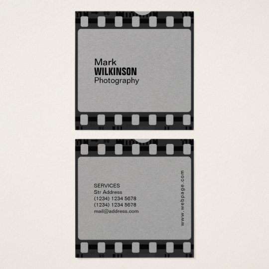 Film tape negative frame square business card