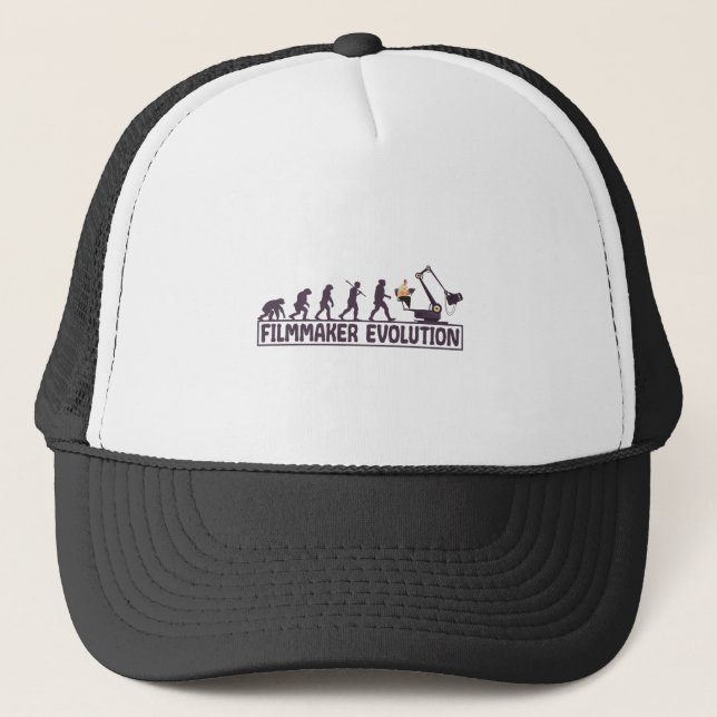 Filmmaker Director Film Crew Evolution funny Trucker Hat (Front)