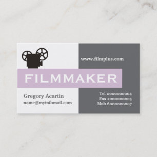 Filmmaker grey, white, thistle purple business card