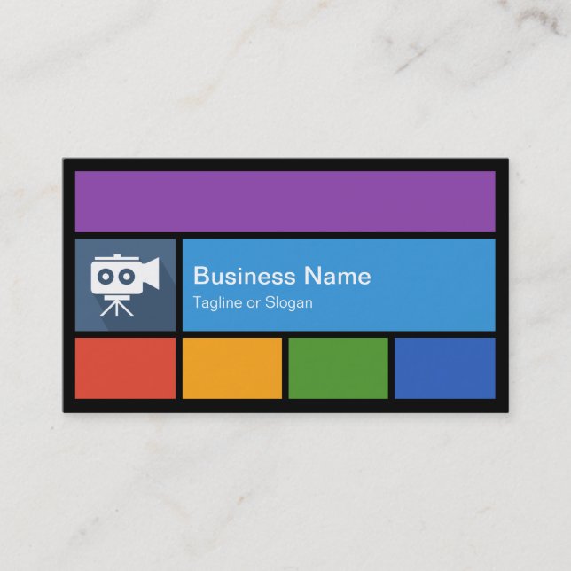 Filmmaking Studio - Colourful Tiles Creative Business Card (Front)