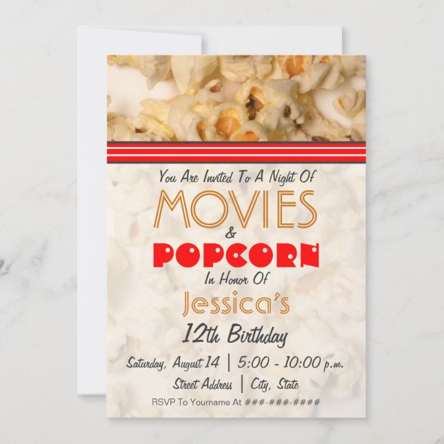 Films et invitation de fête d'anniversaire de maïs (Devant)