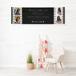 Filmstrip Four Photo Collage Graduation Black Banner