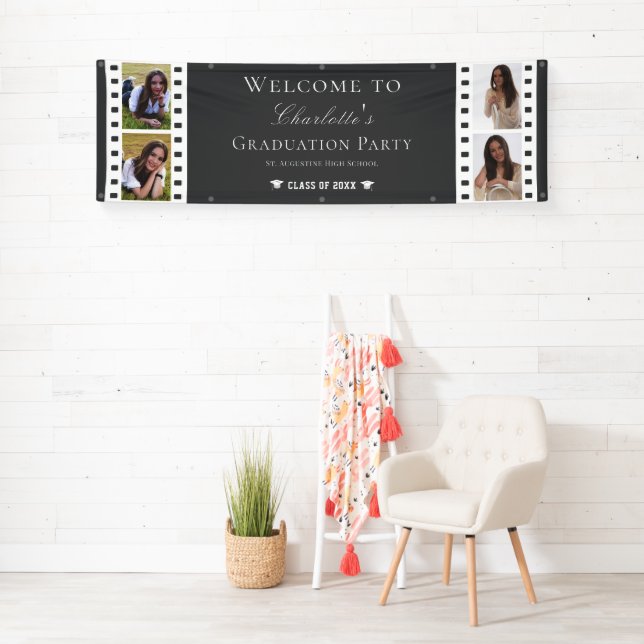 Filmstrip Four Photo Collage Graduation | Grey Banner (Insitu)