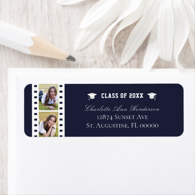 Filmstrip Photo Collage Graduation | Adresse bleue (En situation)