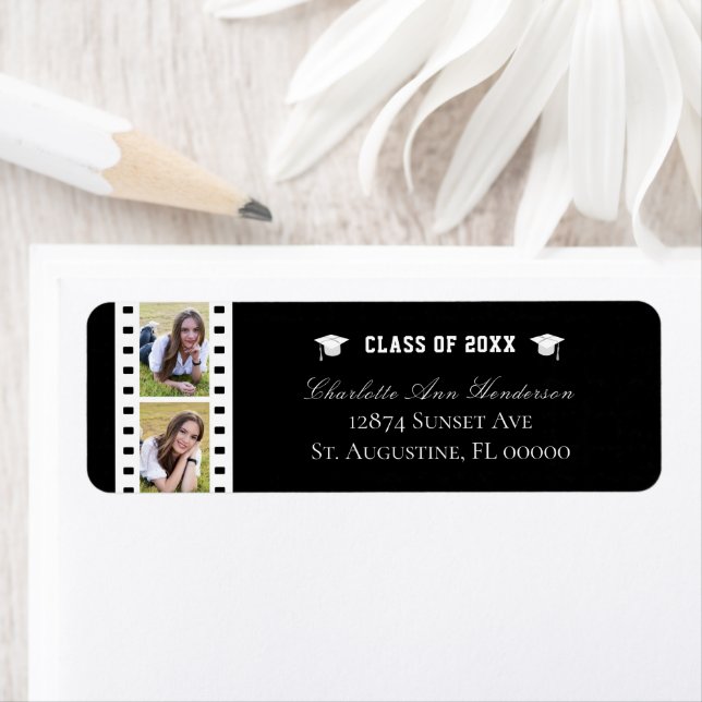 Filmstrip Photo Collage Graduation Black Adresse (En situation)
