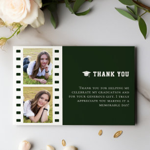 Filmstrip Photo Collage Graduation Green Thank You Card