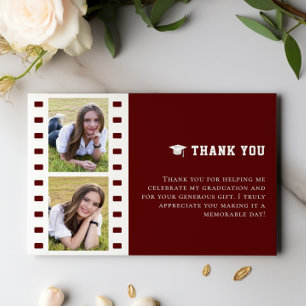 Filmstrip Photo Collage Graduation Red Thank You Card