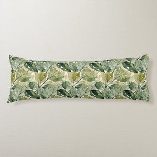 Filmy Leaves in Sage and Teal Body Pillow