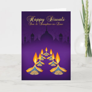 Fils et belle-fille, carte de voeux de Diwali,