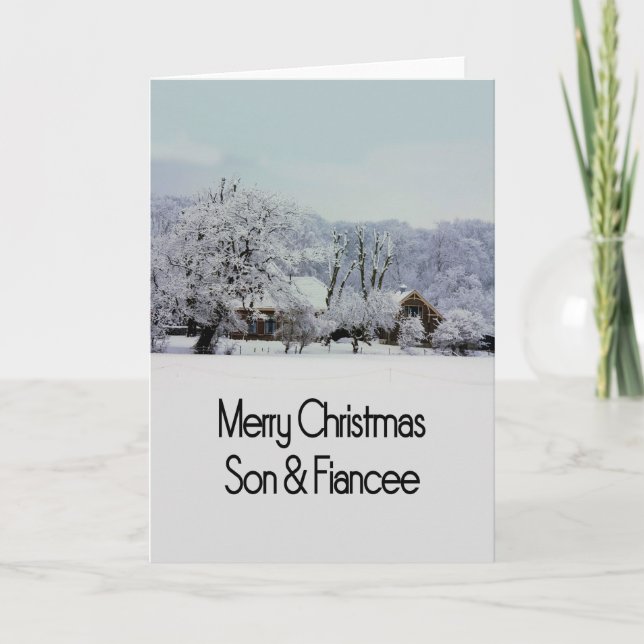 fils et fiancée Joyeuse carte de Noël (Devant)