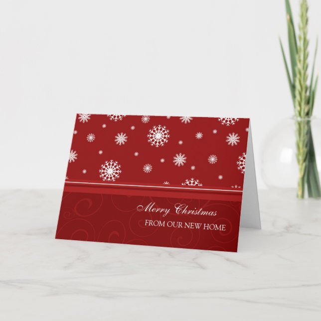Fils et neige Nouvelle adresse Carte de Noël (Devant)