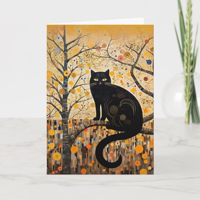 Fils et tourbillons colorés Carte Chat Noir (Devant)