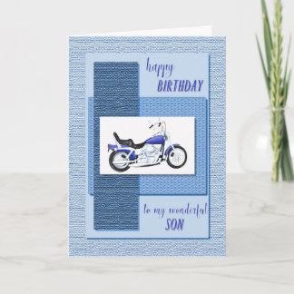 Fils, une carte d'anniversaire avec moto